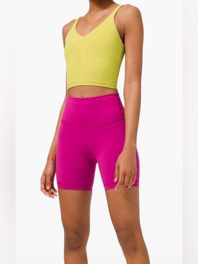 Set- All In Motion Fuchsia High-Waist Bike Shorts Xl And Tops Otos Light Green L